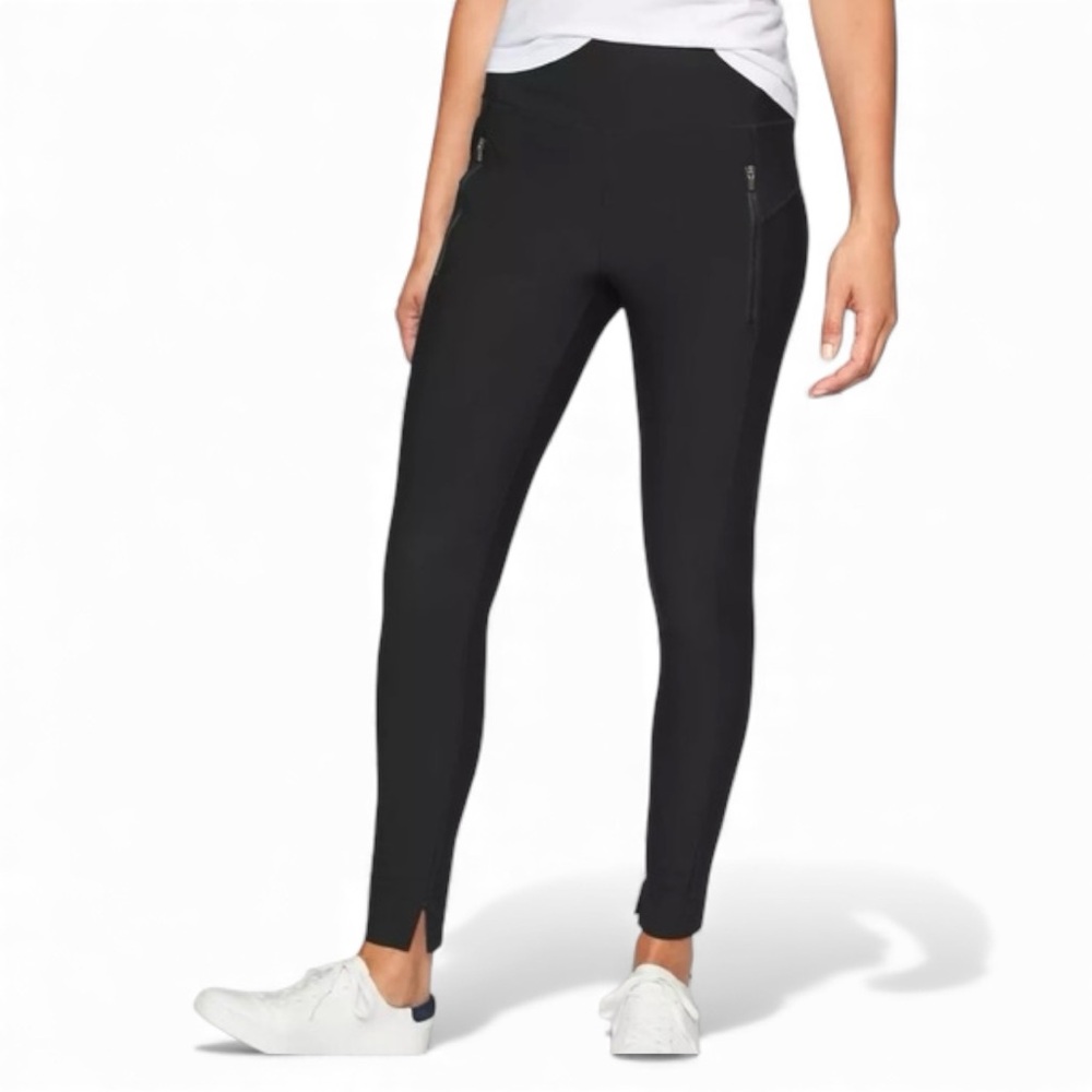Athleta Stellar Skinny/Trouser Commuter Pants - Black MT Medium Tall Zip Pockets